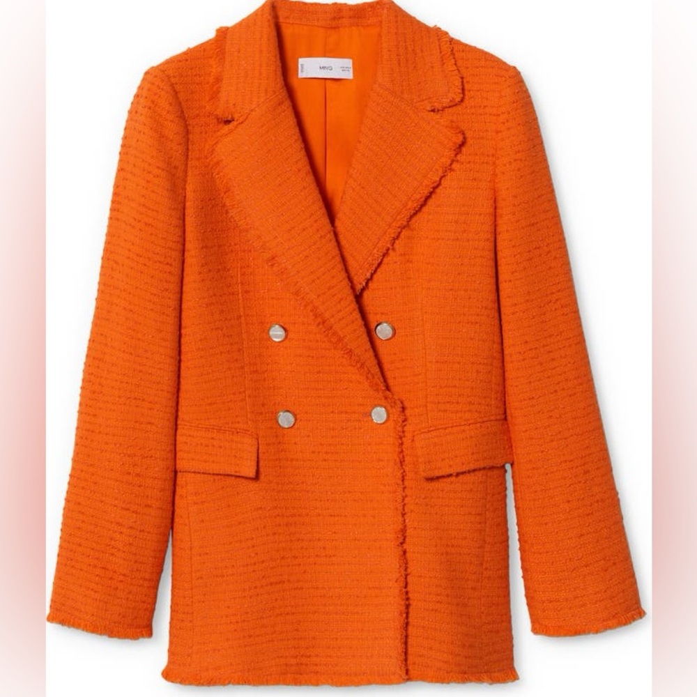 Mango Double Breasted Tweed Blazer Size S |‎ TRENDY